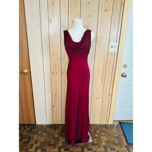 amazing vintage 90s dark red scoop neck low back long formal dress vampire